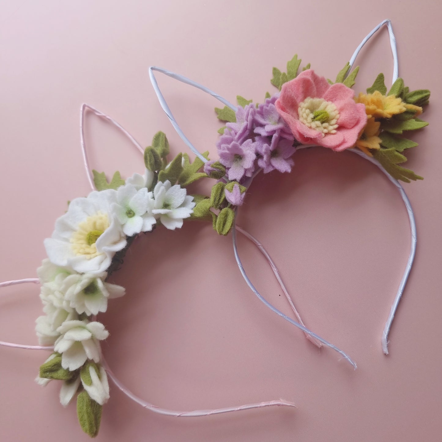 Spring Poppy Blossom Metal Headband Bunny Ears