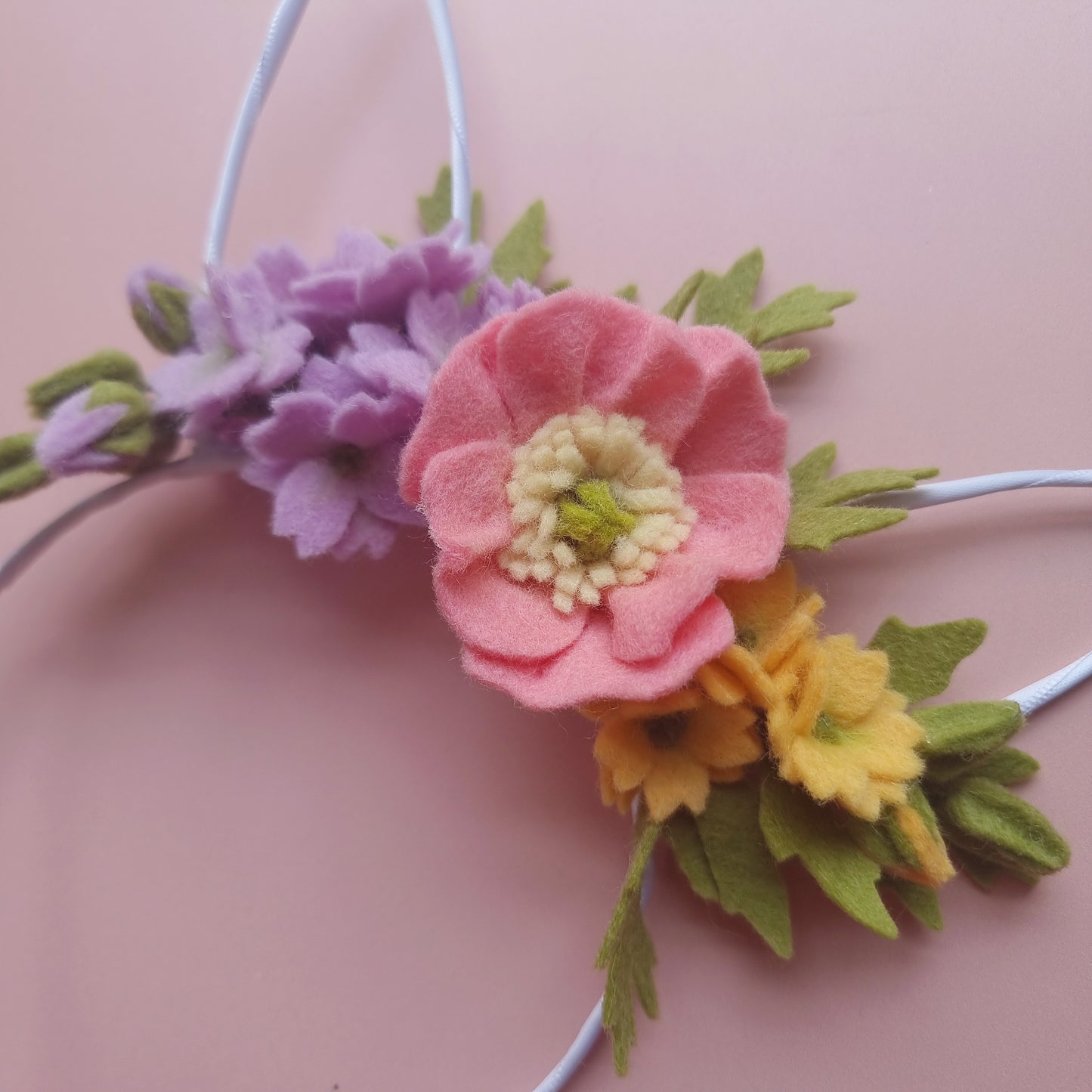 Spring Poppy Blossom Metal Headband Bunny Ears
