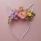 Spring Poppy Blossom Metal Headband Bunny Ears