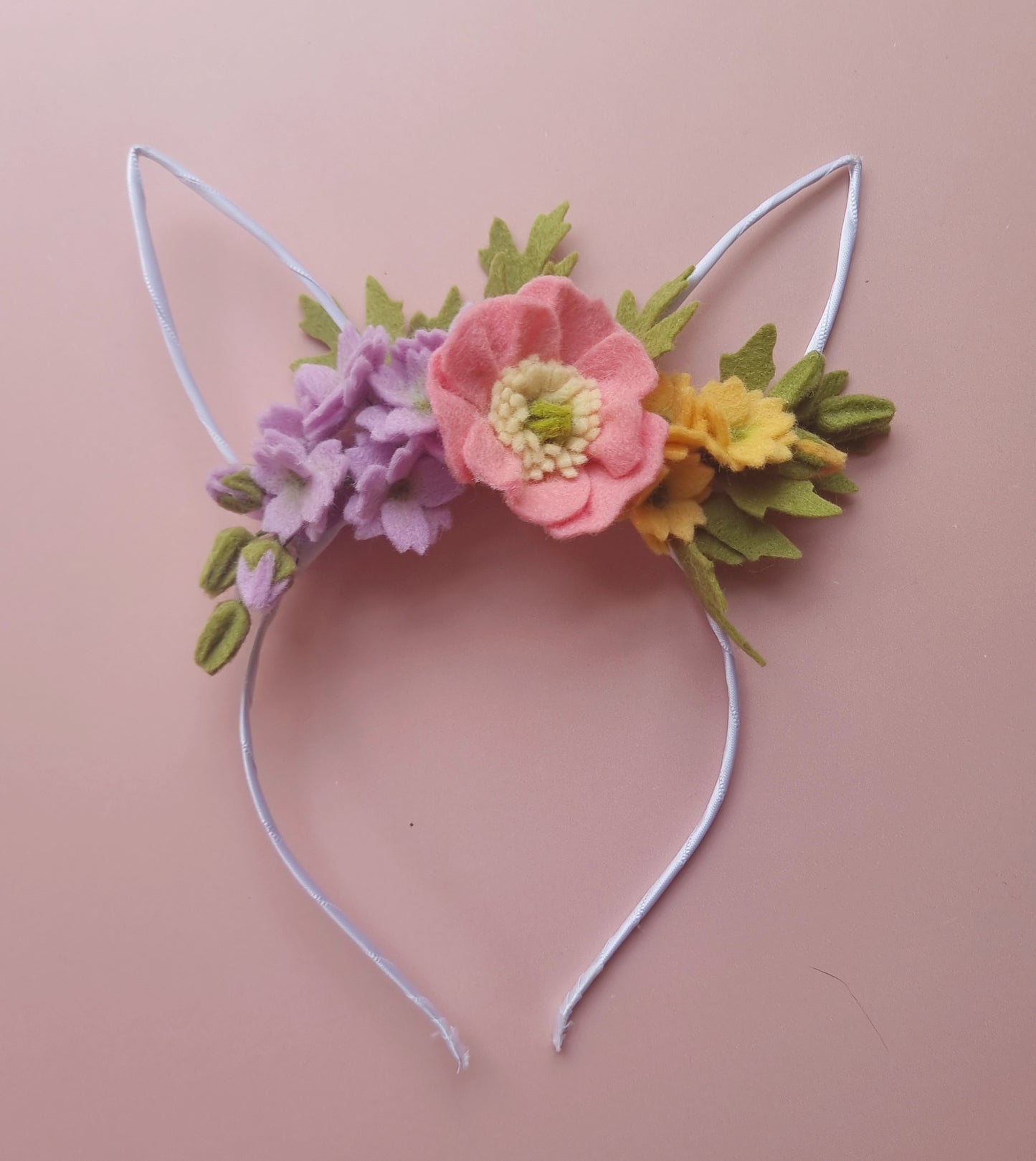 Spring Poppy Blossom Metal Headband Bunny Ears