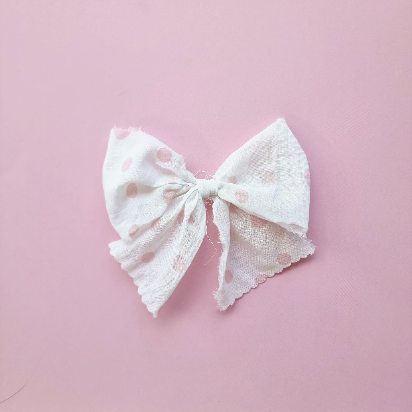 Frayed Edge Bow ~ Pink Spot