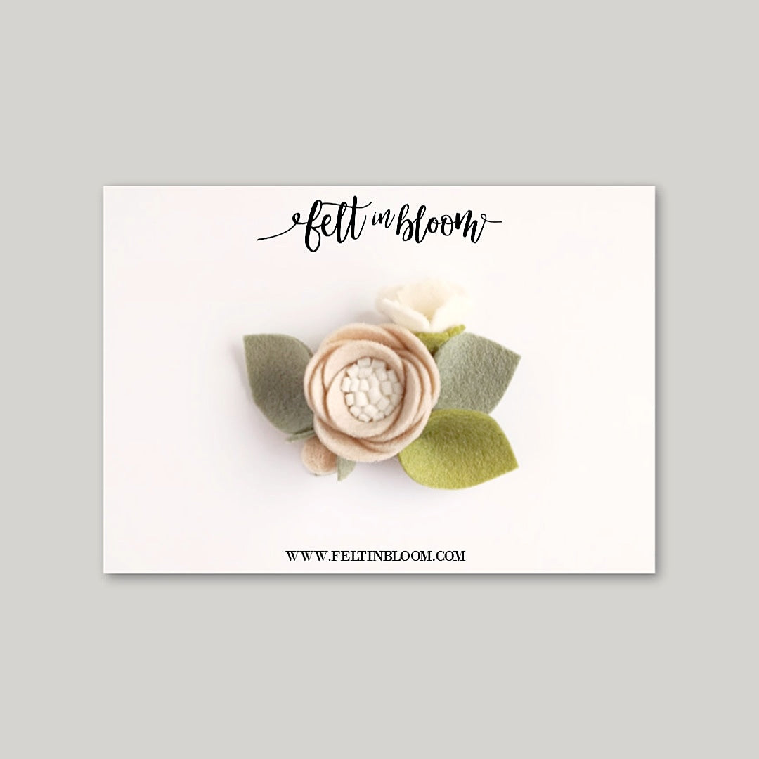 ALMOND ~ PETITE BLOOM HEADBAND/CLIP