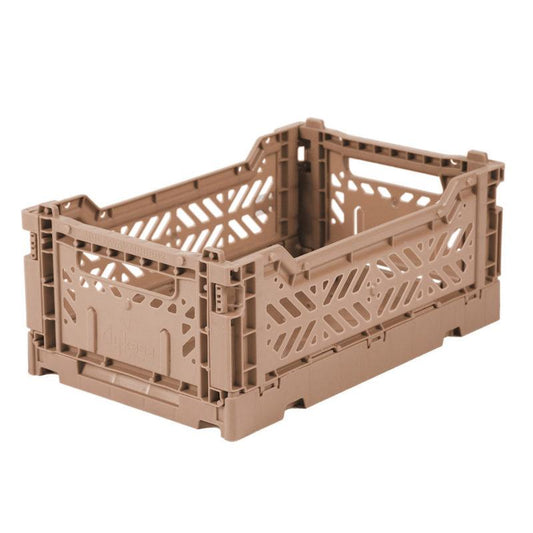 MINI FOLDING STORAGE CRATE ~ WARM TAUPE
